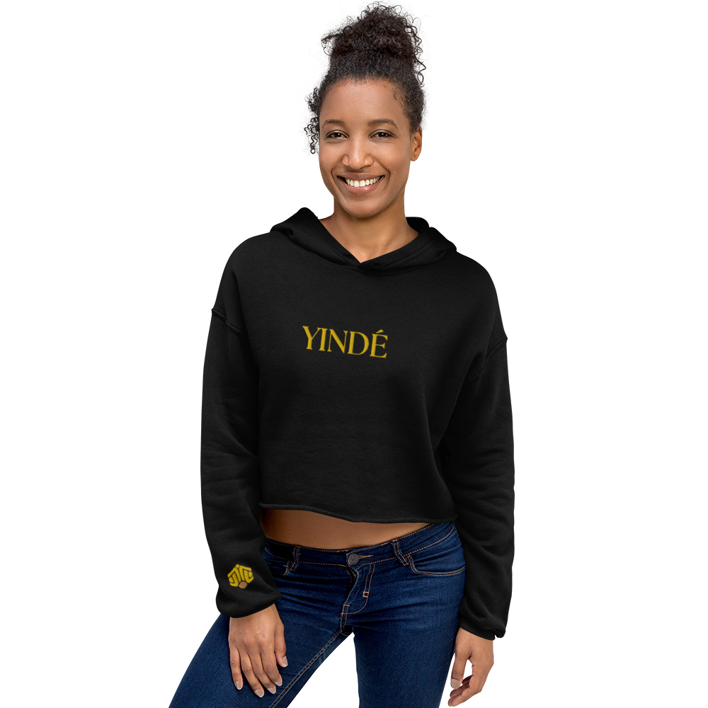 CLASSIC BLACK Yind Logo Crop Top Hoodie